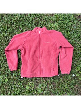 Columbia Womens Pink Full Zip Fleece Jacket Size L Lightweight Warm‎ Outerwear